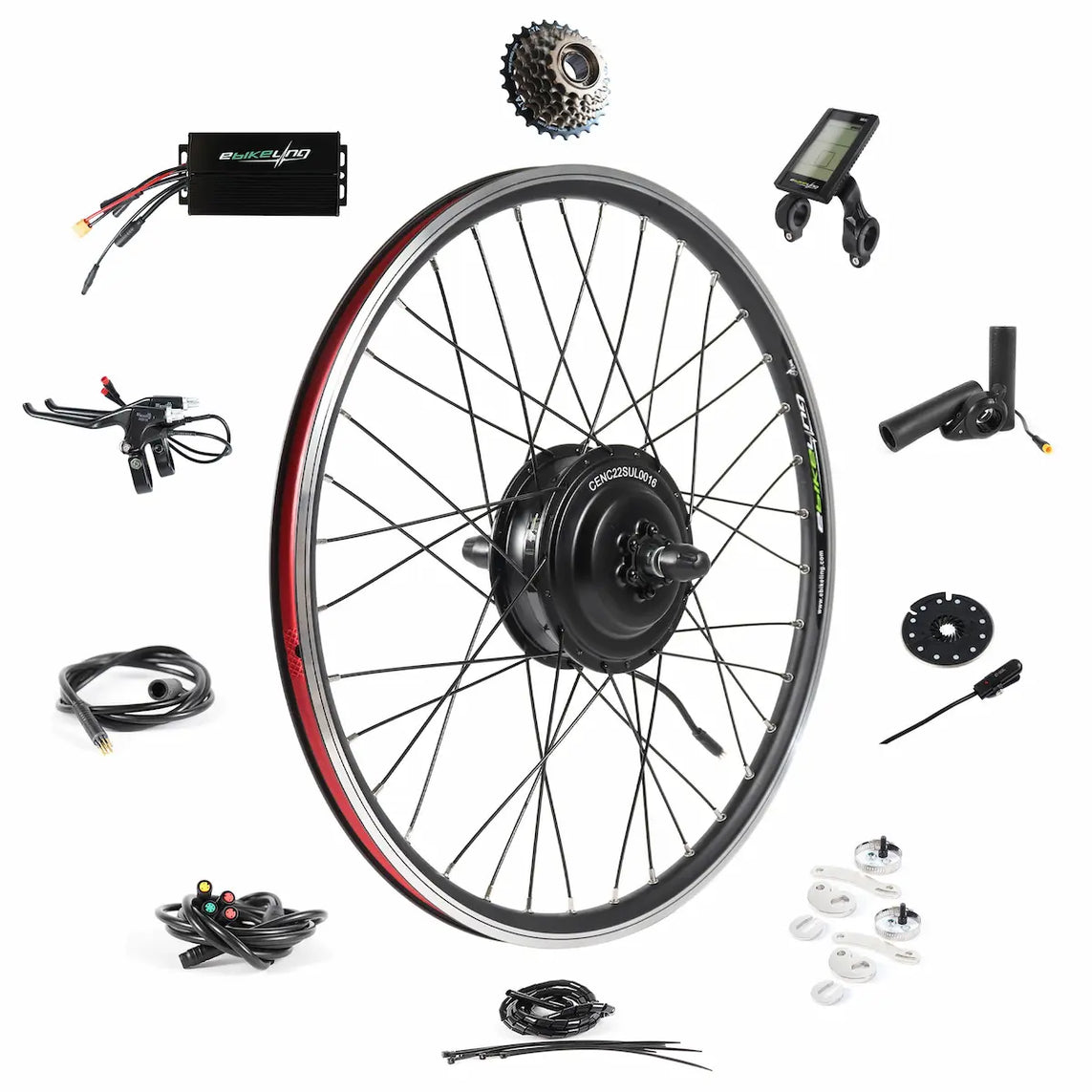 eBikeling Waterproof 36V 750W Geared 26 inch Rear Motor Wheel Electric Bicycle Ebike Conversion Kit Black