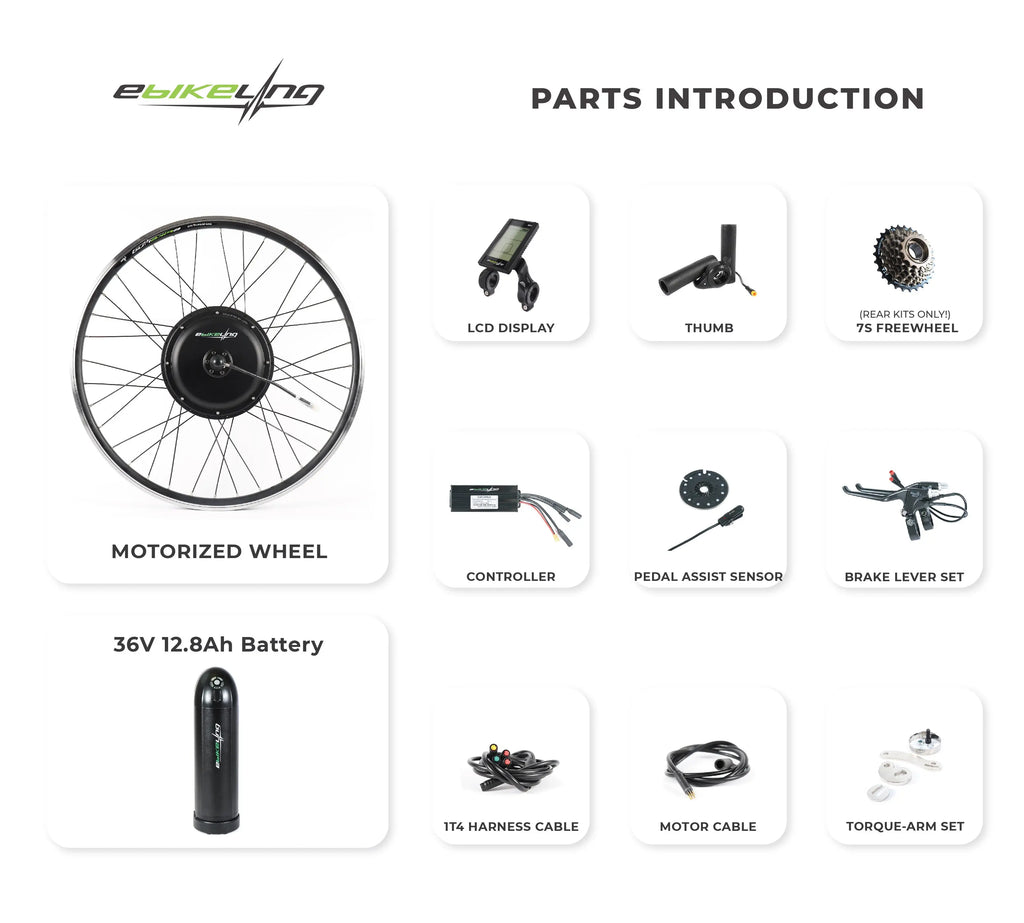 36V 500W Geared Ebike Conversion Kits Ebikeling