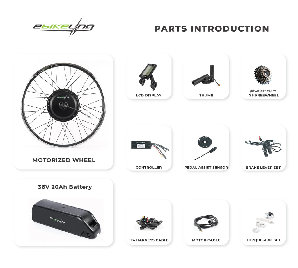 36V 750W Geared Ebike Conversion Kits Ebikeling