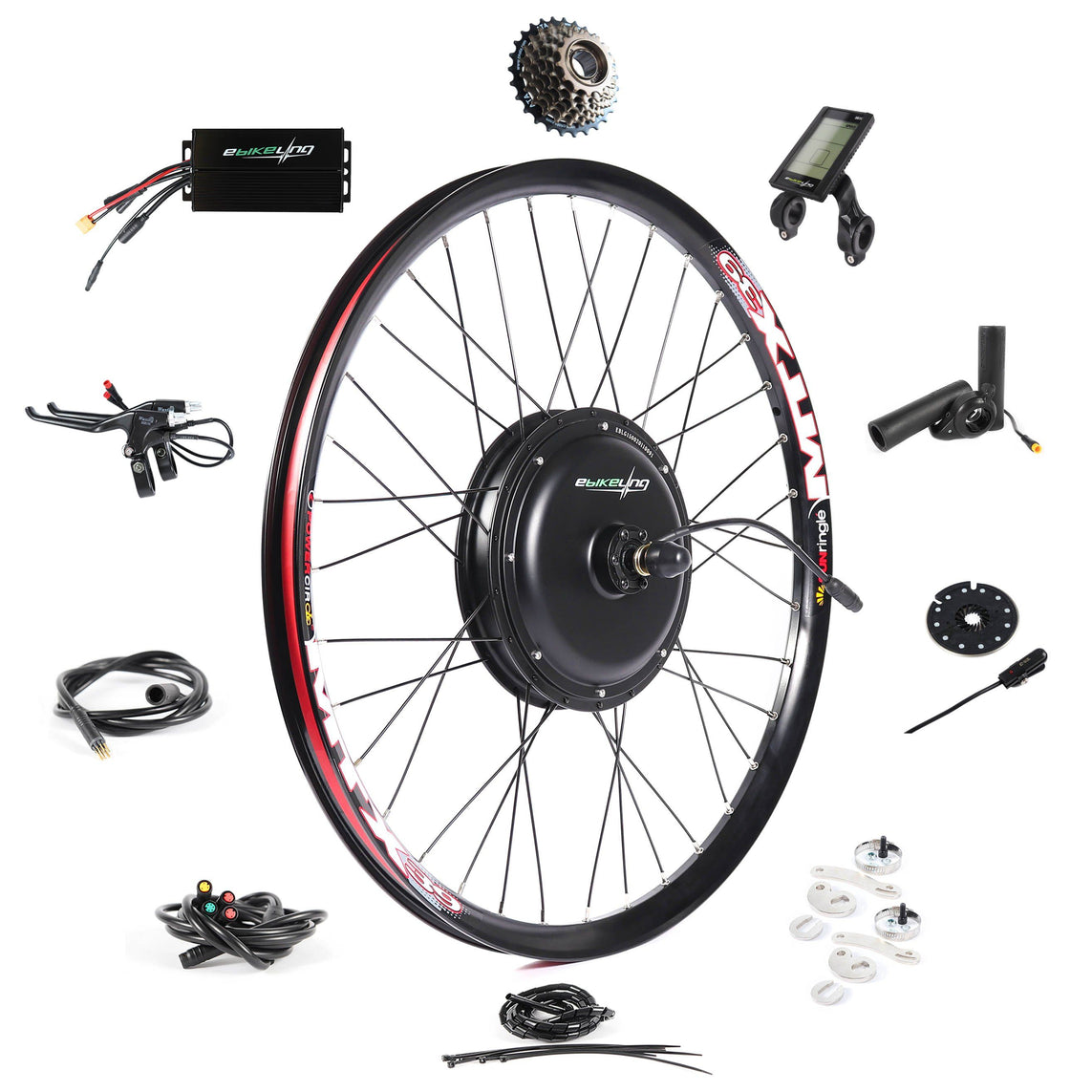 front wheel electric bicycle kit Ebikeling 48V 700C Rear 1500 Watt Ebike Conversion Kit, Bike Conversion with Waterproof Components, Add On Electric Bike Kit for Bikes | Shared Micromobility TT / Triathlon Bikes cargo haulers Color:Black - discontinued