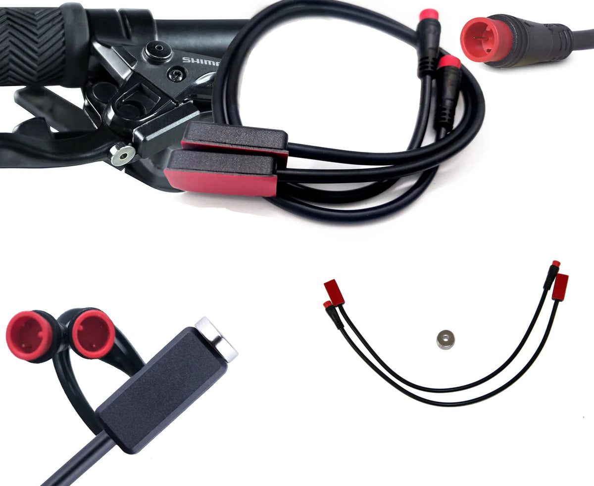 E-Bike Brake Lever With Power-Off Function - Waterproof 2pin Connector, Aluminum Alloy, 350cm Cable (Left 2pin)