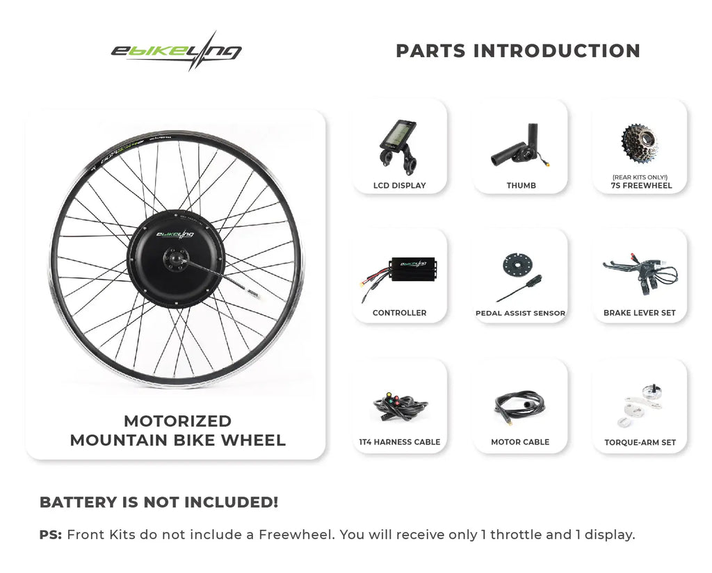 Refurbished 48V 1200W Direct-Drive Ebike Conversion Kits Ebikeling