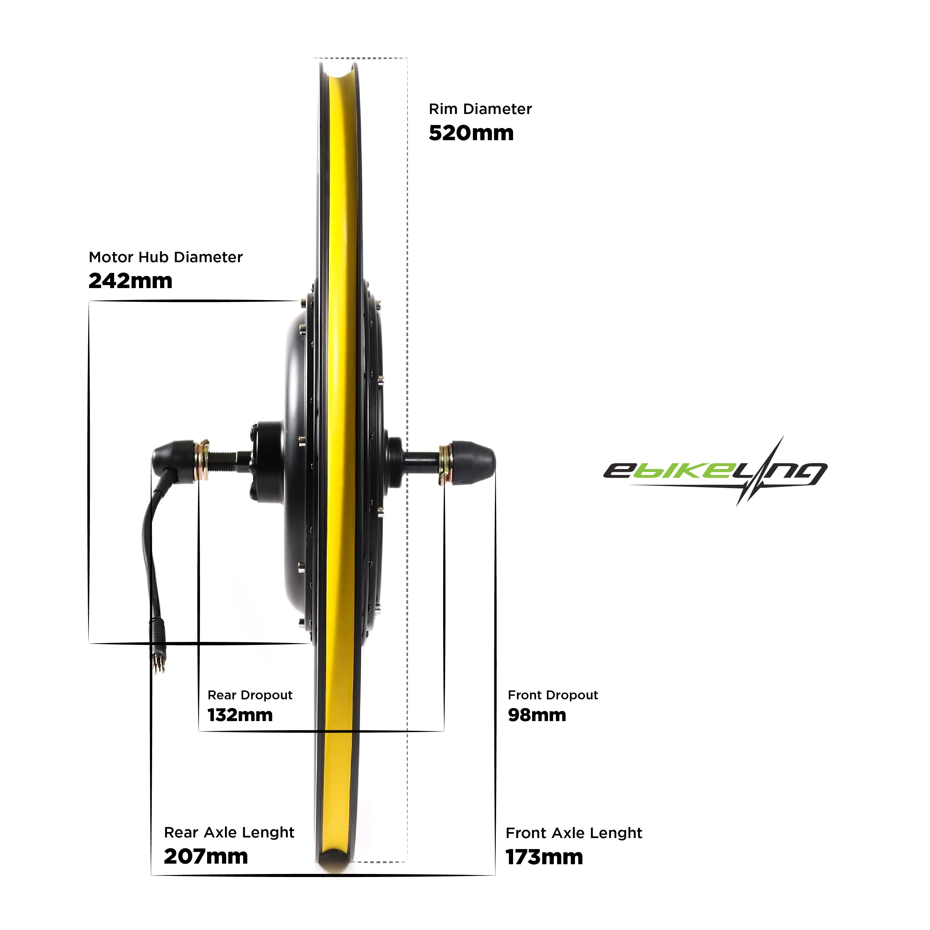 bicycle front wheel electric motor Shop eBikeling Waterproof 48V 1200W 24" Direct-Drive Hub Motor Wheel